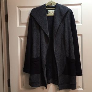 Anthropologie Long, Mixed-Fabric Blue Cardigan